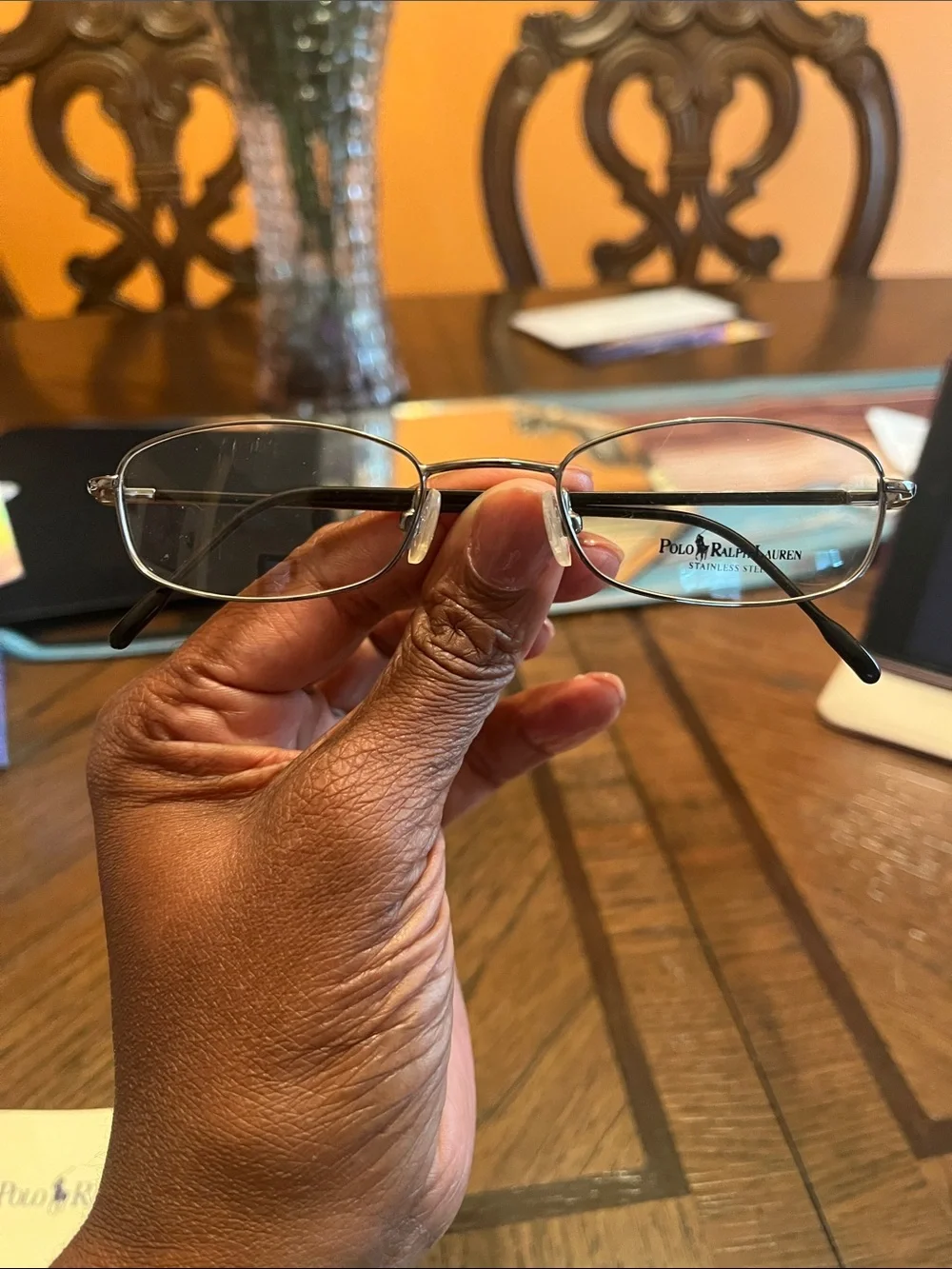 Polo Ralph Lauren Vintage Silver Oval Eyeglasses Frame Stainless Steel